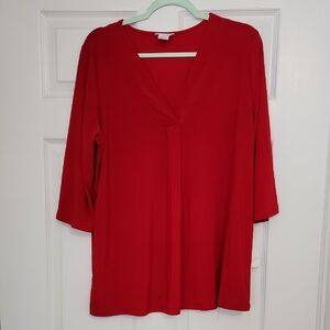 Chic Red V-Neck Women's Blouse
